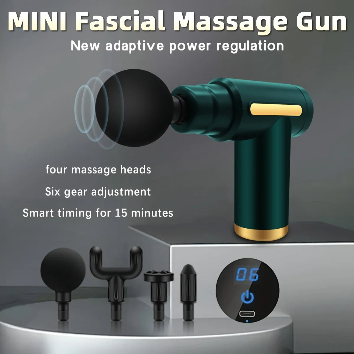 Portable digital fascia gun, convenient electric massager, LED display screen with six adjustable levels,silent and long-lasting