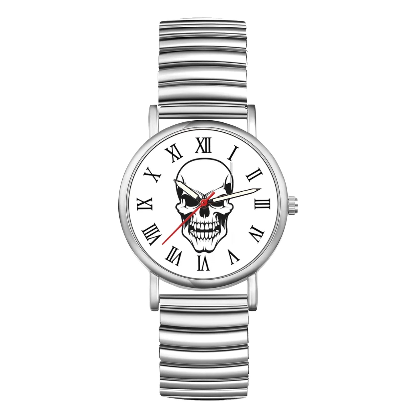LANCARDO Halloween Skull Ultra thin analog quartz watch Roman numerals scale elastic retractable band unisex student watch