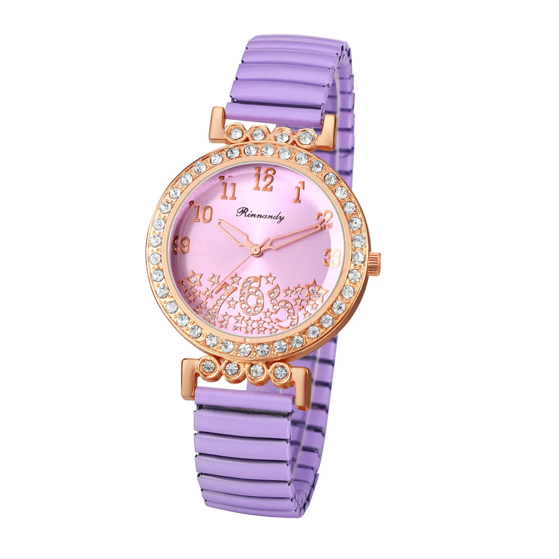 LANCARDO Elastic Bracelet Diamond Watch Women's Digital Scale Hard Steel Bracelet Waterproof Analog Quartz Fashion Women's Watch