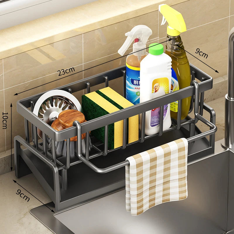 Kitchen Spice Storage Shelf with Drainage Rack, Installation Sink Organizer, Tap-Mounted Shelf for Home Kitchen Accessories Sc094643f77ca477785439c31cff6ed8dU LuxGadgets