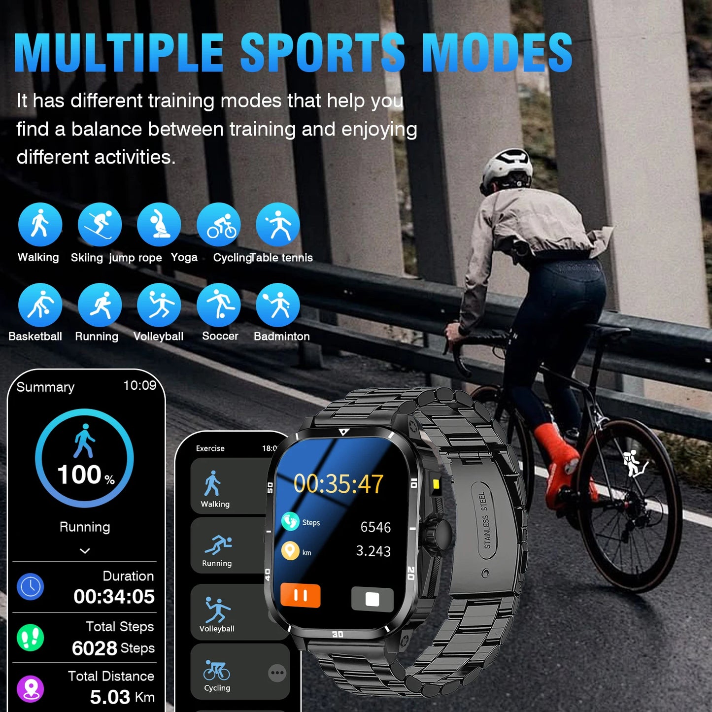 Call Answer Message Smartwatch 2025, Fitness Tracker Pedometer Health Monitoring