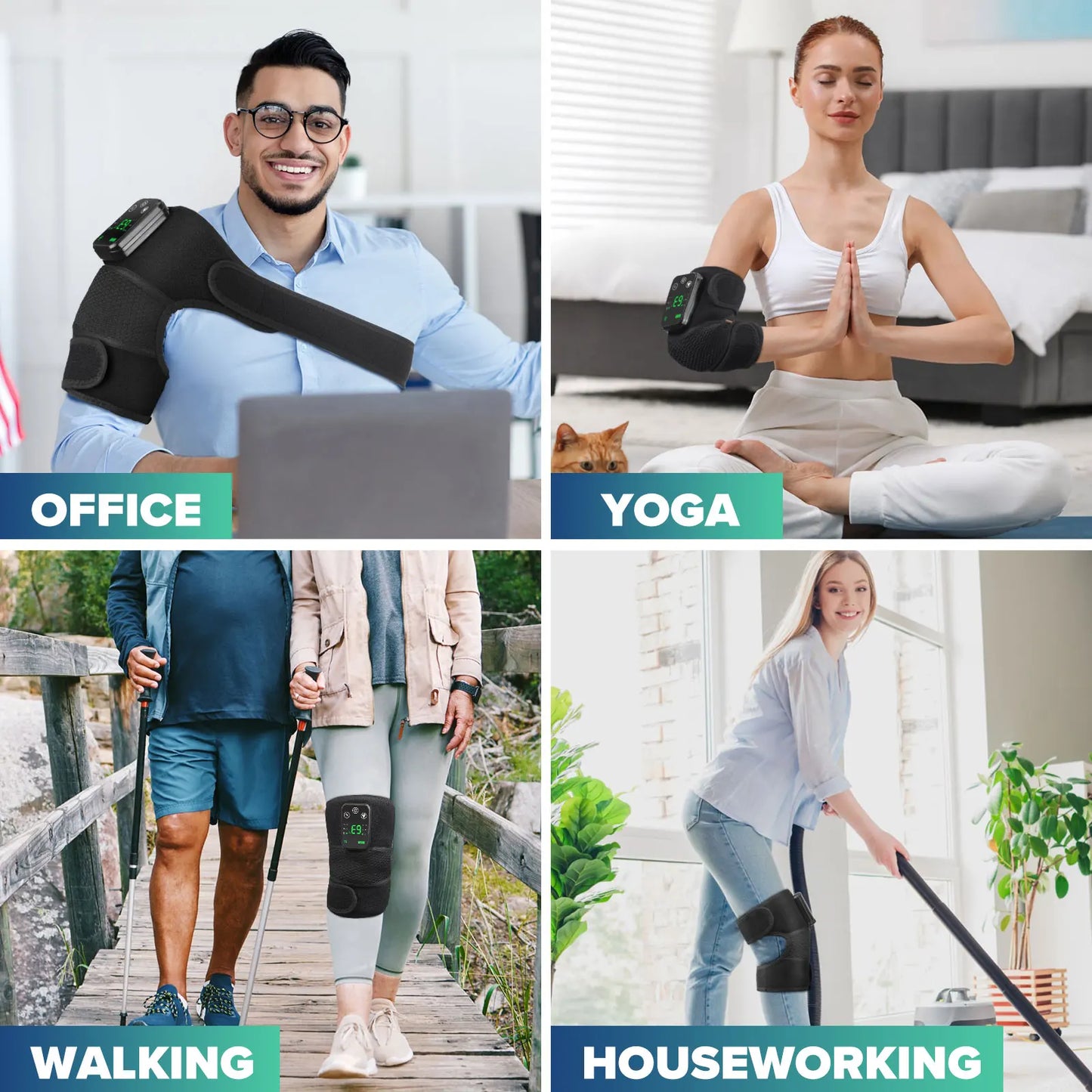 Heated Shoulder Heating Massage Belt Rechargeable Vibration Pad Electric Arm Muscle Relax Machine 3 Gear Shoulder Support Brace