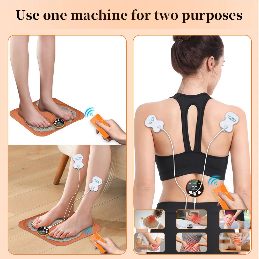 3D Foot Massager Pad Foldable Calf Massage Mat 8 Modes 29 Levels EMS Muscle Relax Feet Electrostimulator Fitness | US STOCK