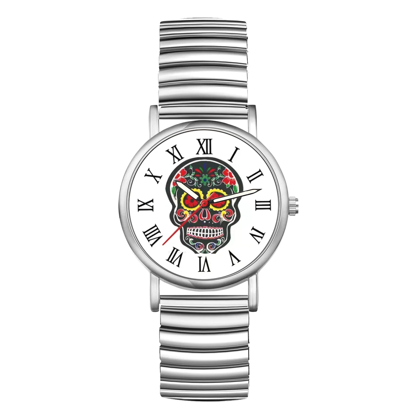 LANCARDO Halloween Skull Ultra thin analog quartz watch Roman numerals scale elastic retractable band unisex student watch