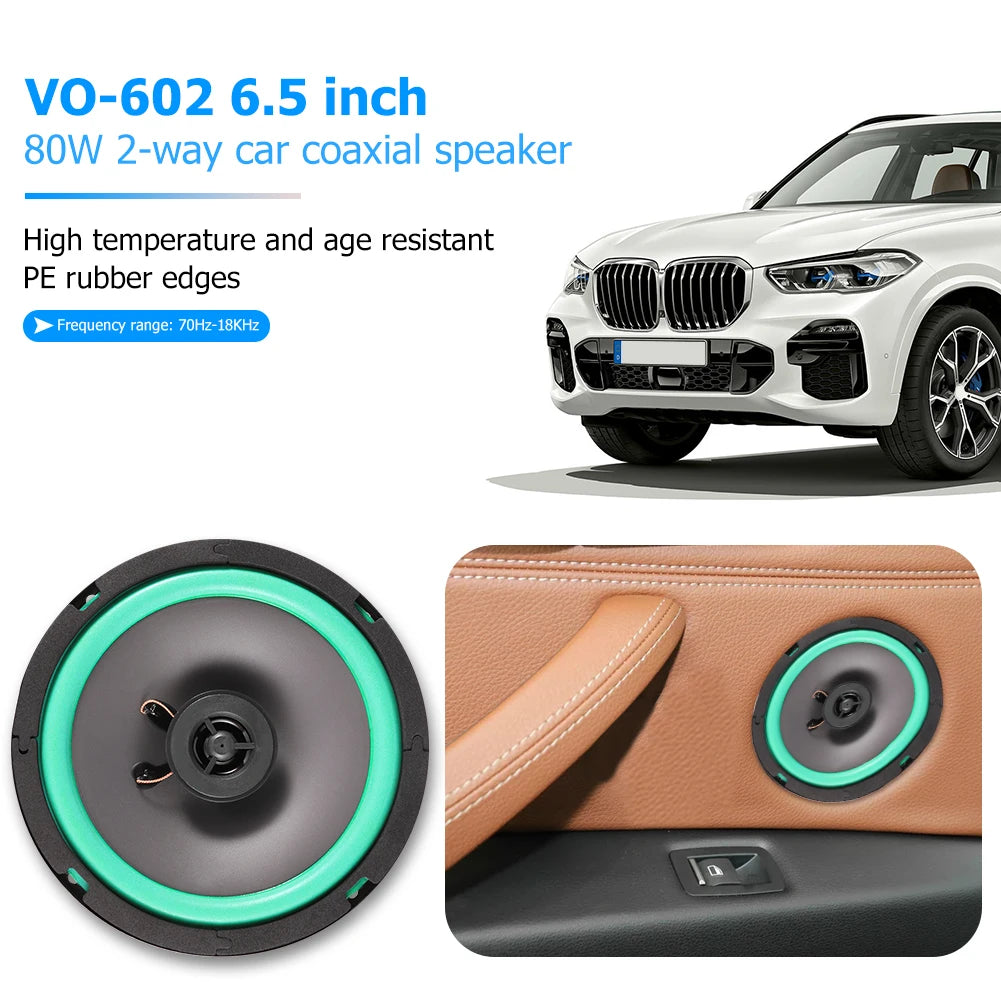 VO-602 6.5 Inch 80W 2 Way Car Coaxial Speaker Auto Audio Music Loudspeaker