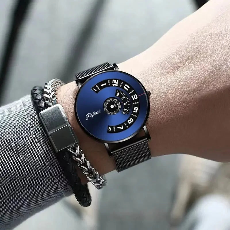 Men's Novelty Watch with Unique Roulette Design and Waterproof Functionality