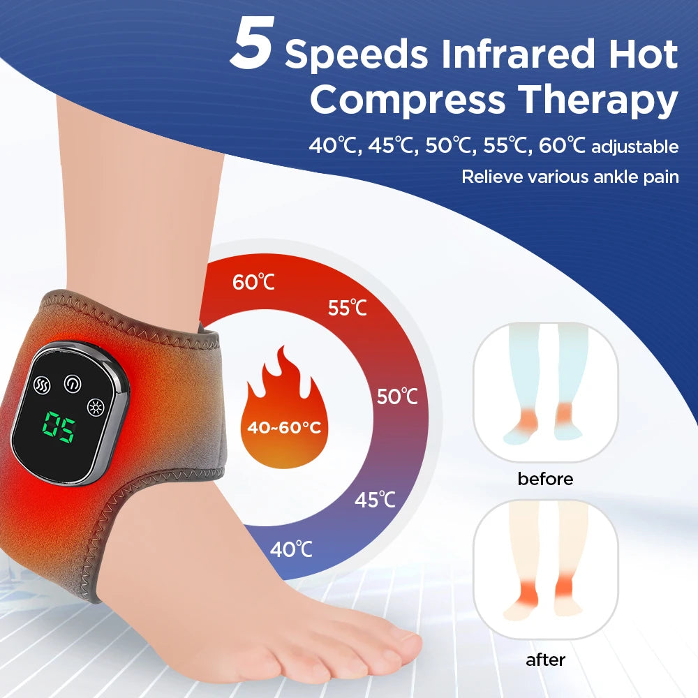 Electric Ankle Massager Vibration Therapy Relieves Tenosynovitis Pain Wrap Foot Ankle Joint Protection Relax Wrist Brace