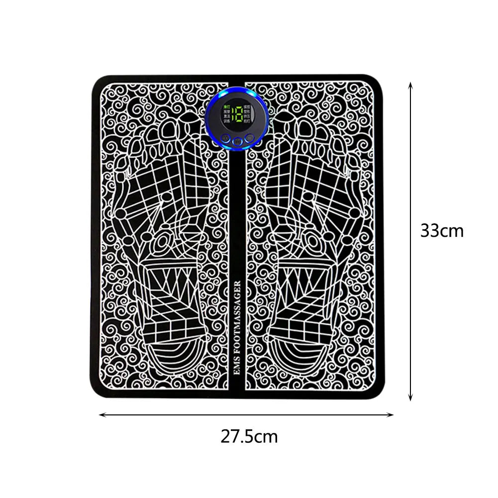 EMS Massage Pad 8 Modes Foot Circulation Massager USB Rechargeable Leg Muscle Stimulator Remote Control for Relax Feet and Legs