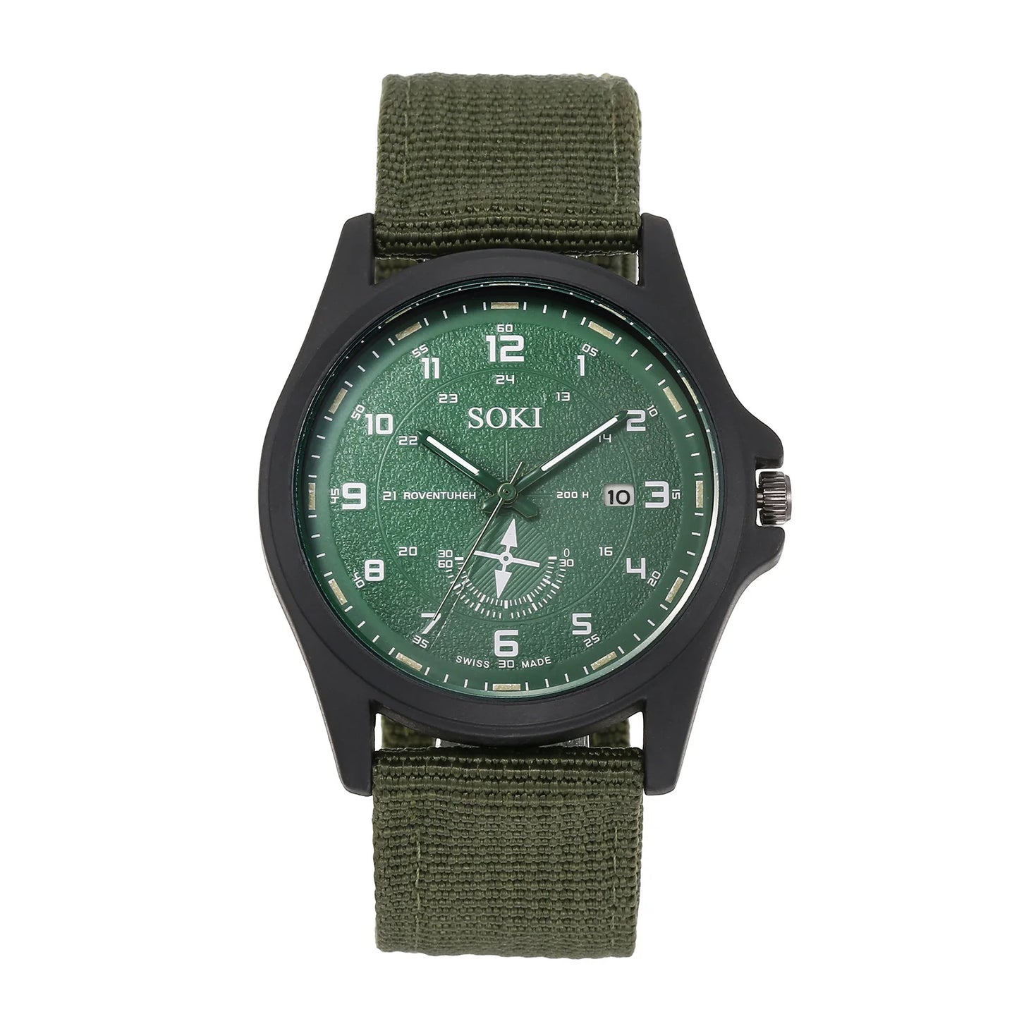 LANCARDO Men Tactical Military Fallow Watch Field Waterproof Simple Large Dial Calendar Monocular decoration Nylon Braided Strap