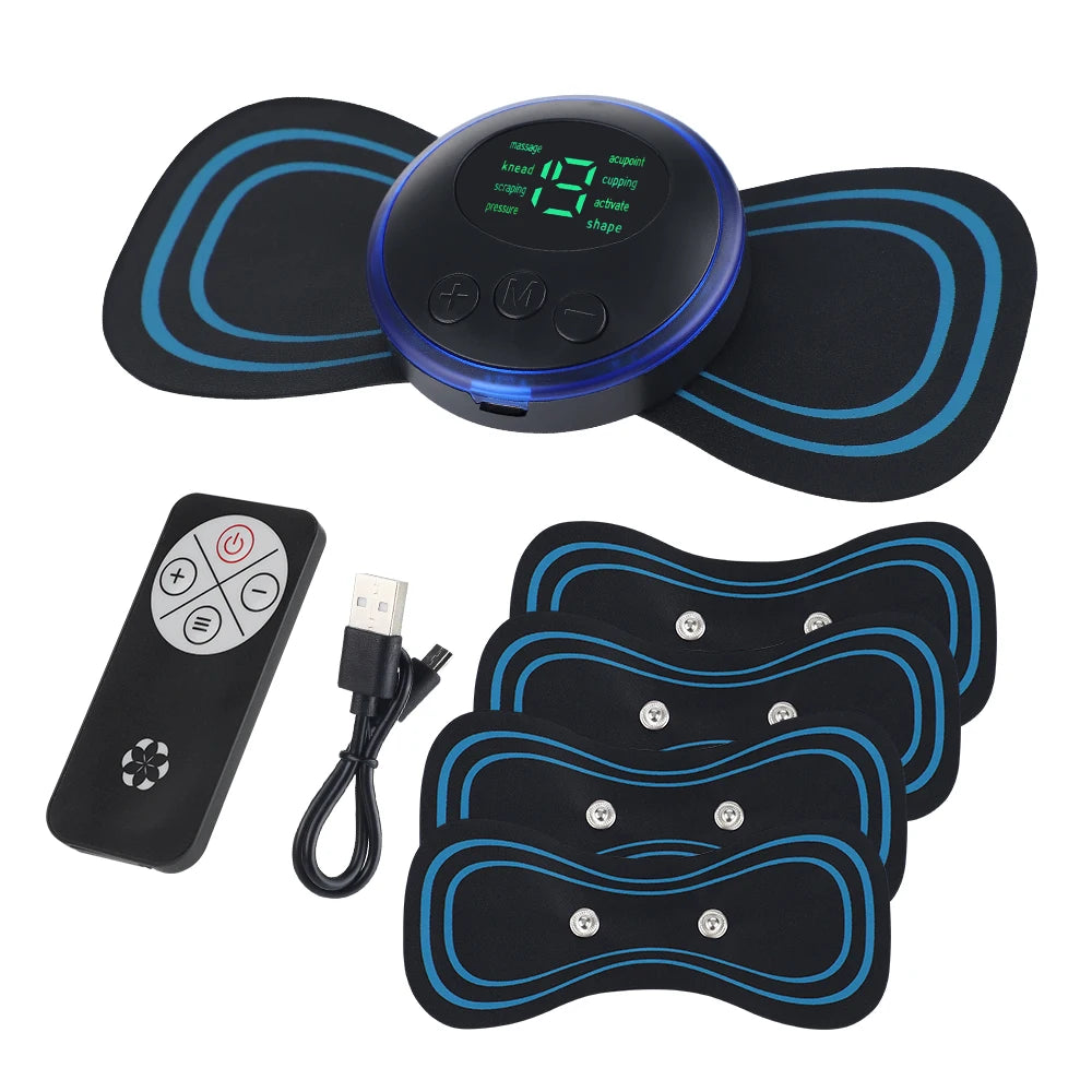 Remote Control EMS Neck Massager Mini Cervical Back Patch Stimulator Massageador Mat Portable Gel Pad Stickers Slim