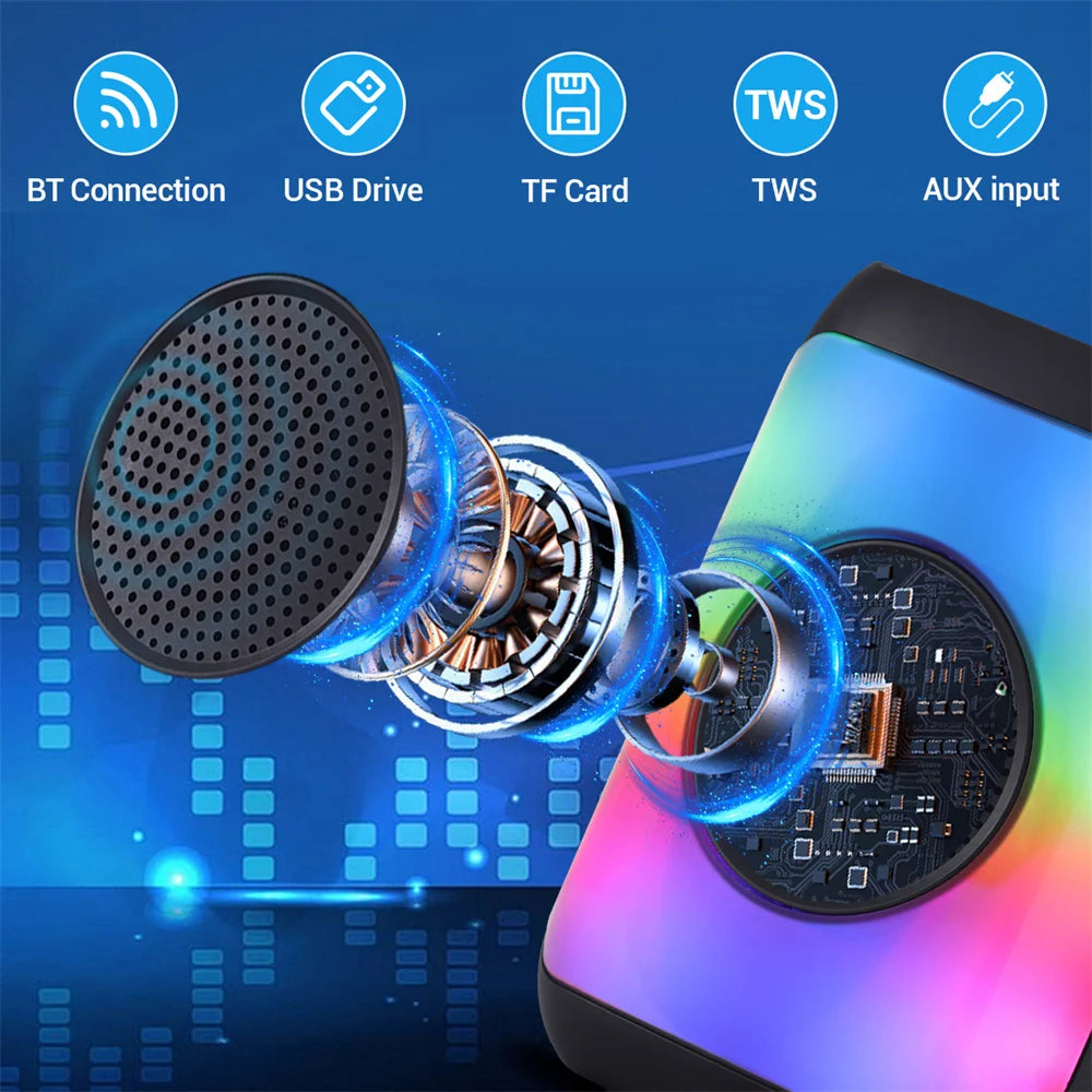 Bluetooth Speaker TWS Wireless Powerful Box Portable Outdoor Speakers 3 inche Subwoofer Rechargeable LED Light  Party Speaker
