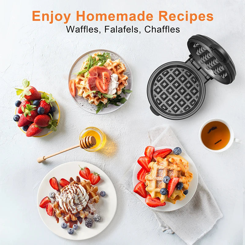 Crownful 350W Mini Waffle Maker Electric Breakfast Maker Multi Functional Sandwich Cake Maker Dessert Cooking Machine Toaster