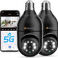 Jennov 3MP Light Bulb Security Camera 360°/2k HD Wireless Camera 2.4/5 Ghz Wi-Fi Light Socket Camera Video Home Security Monitor