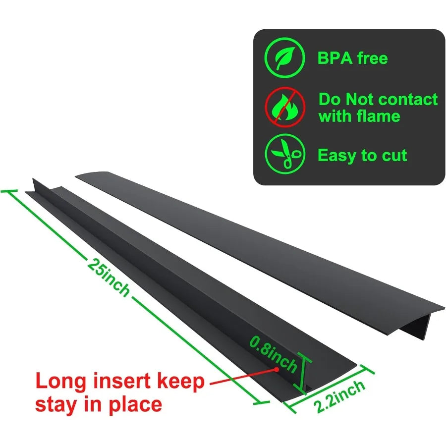 Silicone Stove Counter Gap Cover Filler by 25" Long Sealing Spills Between Kitchen Appliances Washing Machine and Stovetop Set