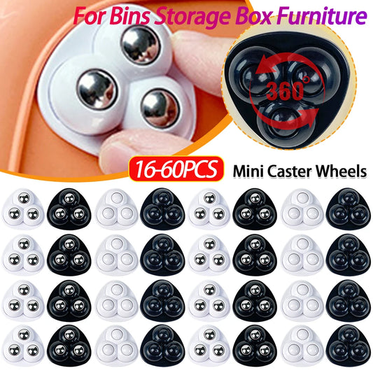 Self Adhesive Swivel Caster Wheels 360 Degree Free Rotation Small Wheels No Noise for Trash Can Bottom Kitchen Small Appliances