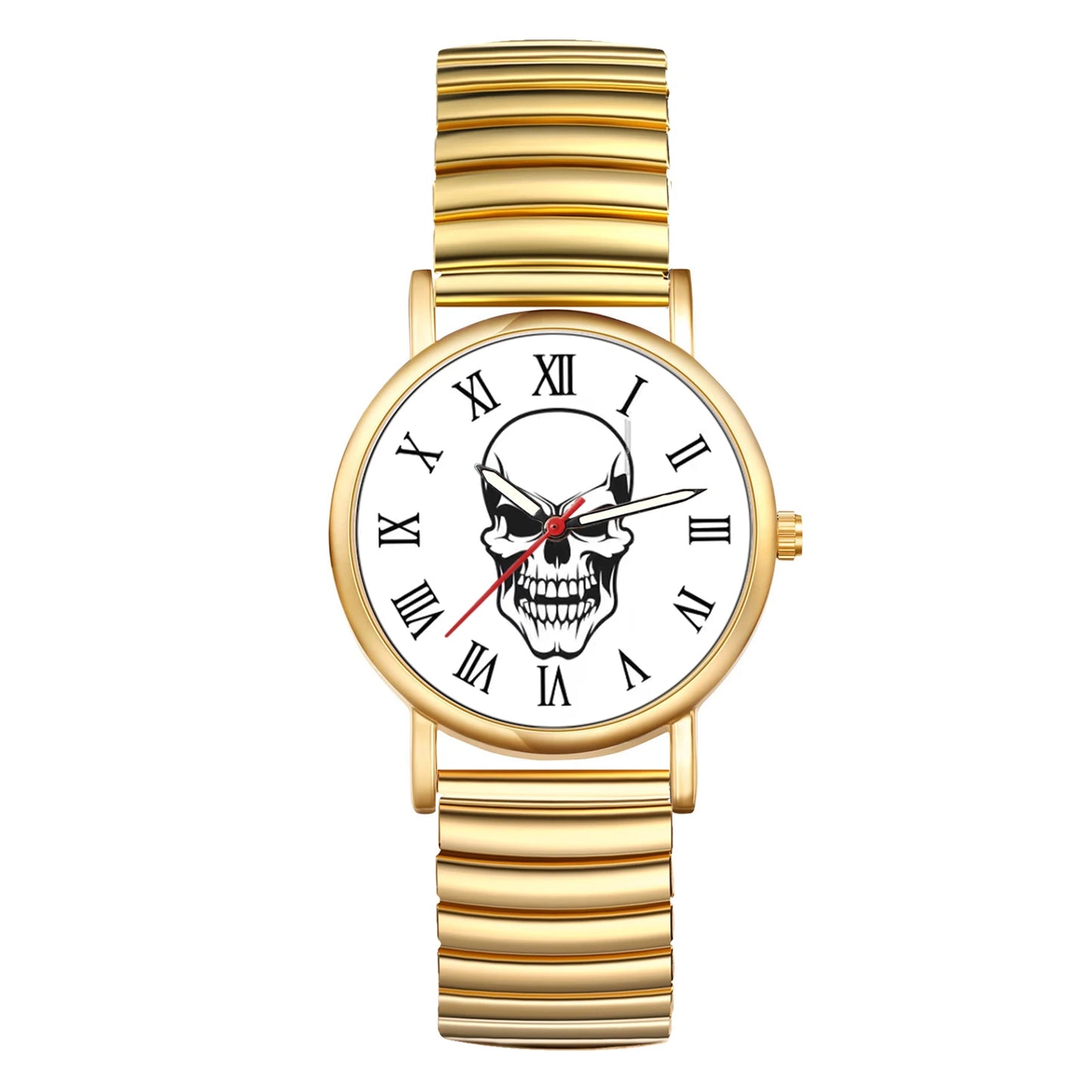 LANCARDO Halloween Skull Ultra thin analog quartz watch Roman numerals scale elastic retractable band unisex student watch