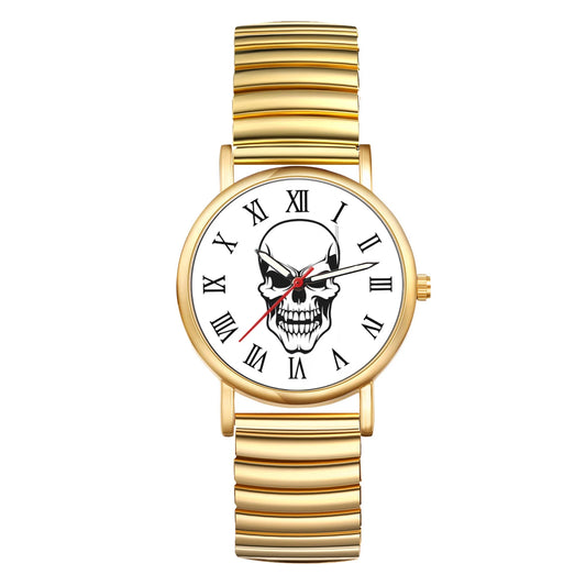 LANCARDO Halloween Skull Ultra thin analog quartz watch Roman numerals scale elastic retractable band unisex student watch