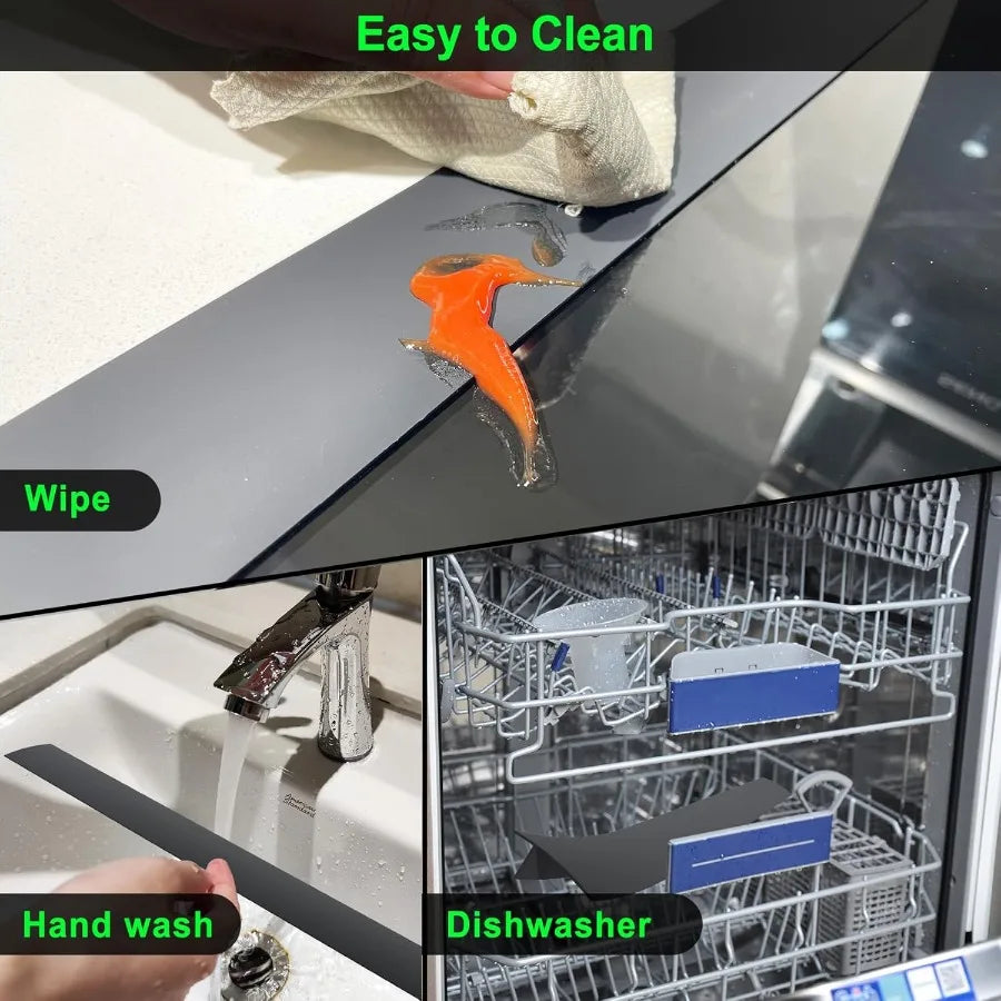 Silicone Stove Counter Gap Cover Filler by 25" Long Sealing Spills Between Kitchen Appliances Washing Machine and Stovetop Set