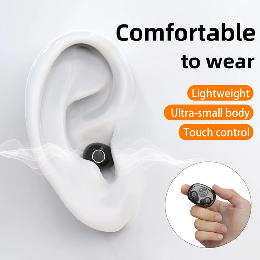 Invisible Sleep Wireless Bluetooth Earphone Headset with Mic，Smallest Tiny Earbuds Hidden Headphones Small Ears Sleep Buds