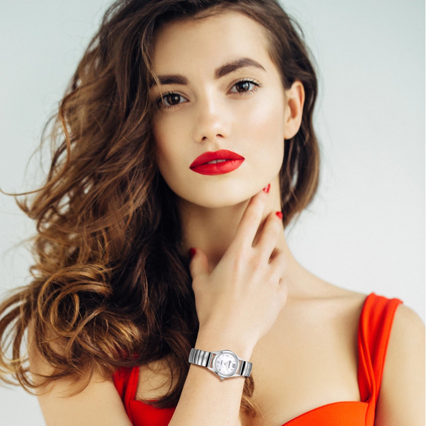 Elastic Strap Women's Watch Delicate Small Dial Waterproof Analog Quartz Digital Polka Dot Scale Fashion Women's Small Watch