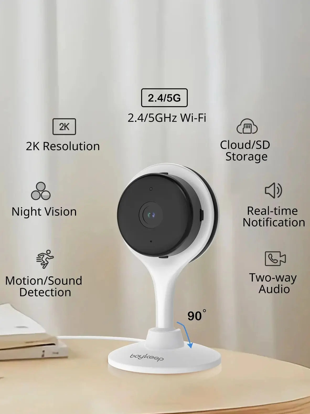 BoyKeep Indoor Home Security Mini IP Camera Smart CCTV Pet Camera Baby Video Monitor 24/7 Surveillance Camera